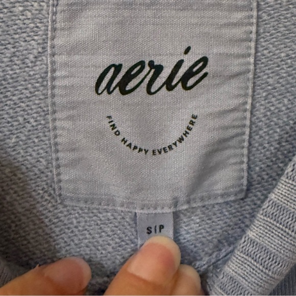 Aerie Oversized Sweatshirt Small Petite Light Blue Cotton Blend Small Petite - Picture 4 of 7